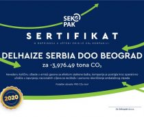 Delez Srbija dobitnik sertifikata o doprinosu uštedi emisije ugljen-dioksida