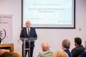 Dušan Živković, v. d. generalnog direktora Akcionarskog društva „Elektroprivreda Srbije“ na konferenciji o značaju izgradnje RHE „Bistrica“ i RHE „Đerdap 3“